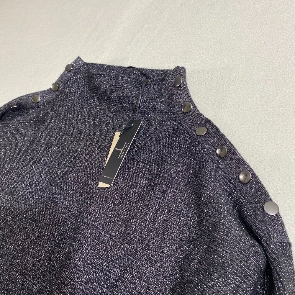 Tahari Sweater Womens Small Black and Silver metallic sparkle NWT